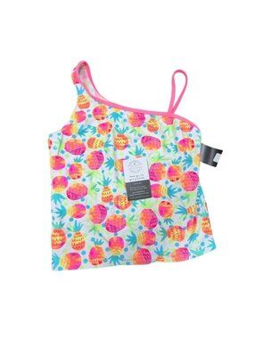 Girls XL Op One-Shoulder Pineapple Print Tankini Swim Top Nylon/Spandex